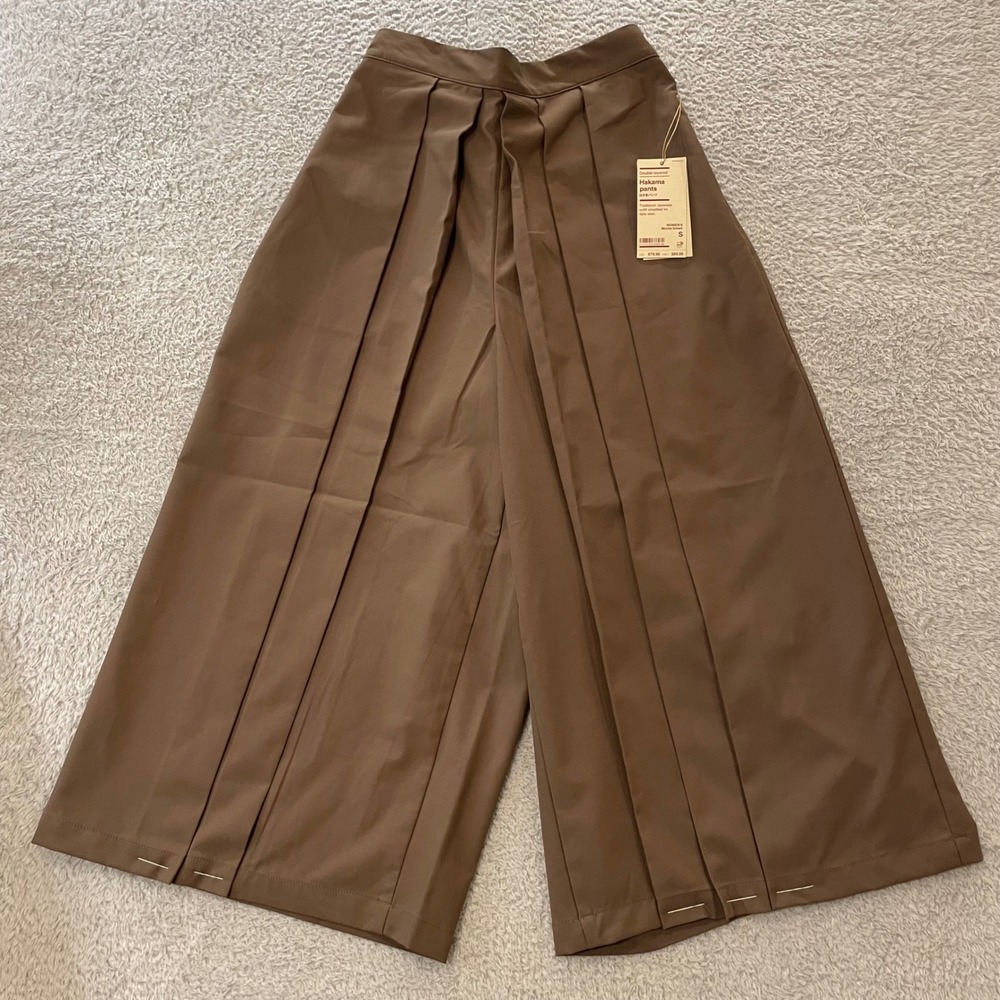 MUJI Double Layered Hakama Pants Women S Mocha Brown Wide Leg Pleated Trousers